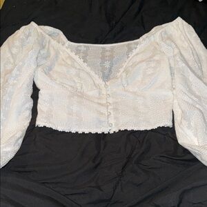 SHEIN White Floral Lace Blouse